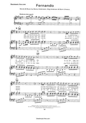 Thumbnail of first page of Fernando   piano sheet music PDF by ABBA.