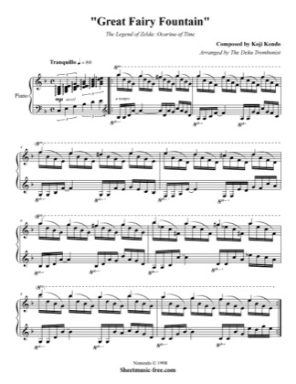 Thumbnail of first page of Great Fairy Fountain  piano sheet music PDF by The Legend of Zelda: Ocarina Of Time.