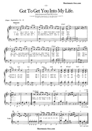 Thumbnail of first page of Got To Get You Into My Life  piano sheet music PDF by The Beatles.