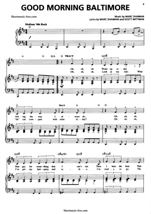 Thumbnail of first page of Good Morning Baltimore  piano sheet music PDF by Hairspray.