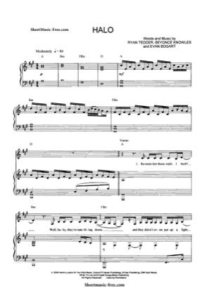 Thumbnail of first page of Halo  piano sheet music PDF by Beyonce.
