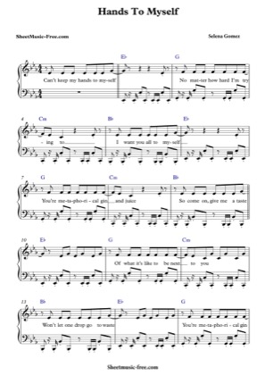 Thumbnail of first page of Hands To Myself  piano sheet music PDF by Selena Gomez.