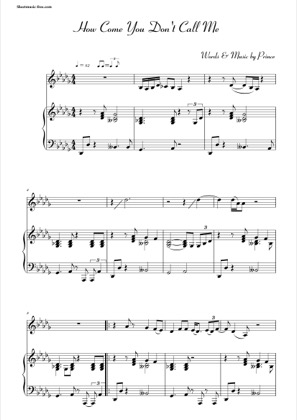 Thumbnail of first page of How Come You Don't Call Me  piano sheet music PDF by Prince.