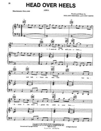 Thumbnail of first page of Head Over Heels piano sheet music PDF by ABBA.
