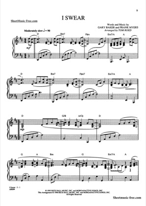 Thumbnail of first page of I Swear  piano sheet music PDF by John Michael Montgomery.