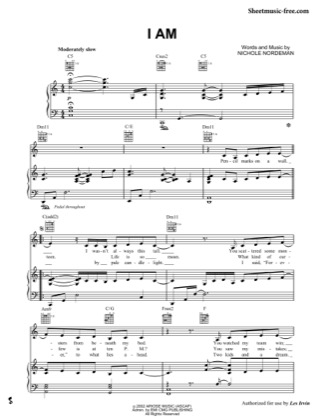 Thumbnail of first page of I Am  piano sheet music PDF by Nichole Nordeman.