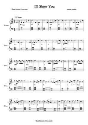 Thumbnail of first page of I'll Show You  piano sheet music PDF by Justin Bieber.
