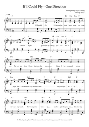Thumbnail of first page of If I Could Fly  piano sheet music PDF by One Direction.