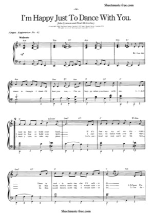 Thumbnail of first page of I'm Happy Just To Dance With You  piano sheet music PDF by The Beatles.