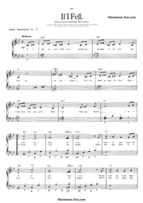 Thumbnail of first page of If I Fell piano sheet music PDF by The Beatles.