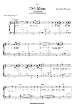 Thumbnail of first page of I Me Mine piano sheet music PDF by The Beatles.