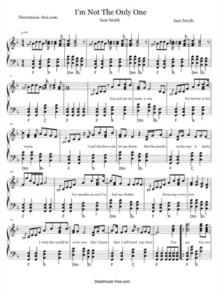 Thumbnail of first page of I'm Not The Only One  piano sheet music PDF by Sam Smith.
