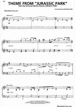 Thumbnail of first page of Jurassic Park Theme piano sheet music PDF by Jurassic Park.