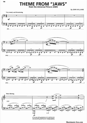 Thumbnail of first page of Jaws Theme Song piano sheet music PDF by Jaws.