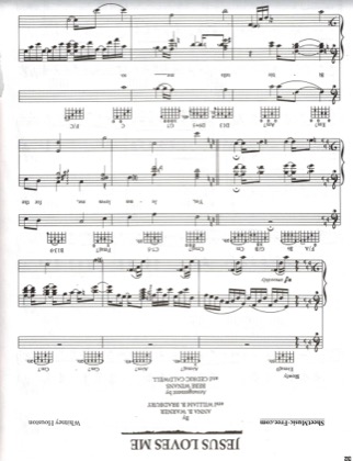 Thumbnail of first page of Jesus Loves Me  piano sheet music PDF by Whitney Houston.