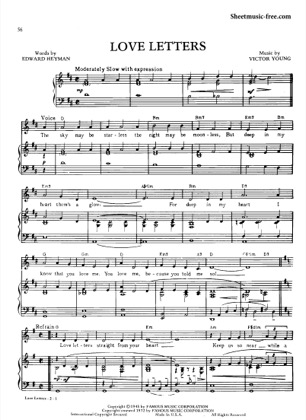 Thumbnail of first page of Love Letters piano sheet music PDF by Nat King Cole.