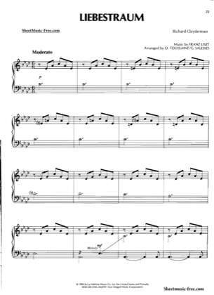 Thumbnail of first page of Liebestraum Sheet piano sheet music PDF by Richard Clayderman.