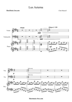 Thumbnail of first page of Lux Aeterna piano sheet music PDF by Clint Mansell.