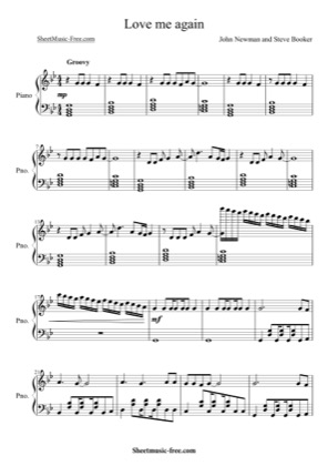 Thumbnail of first page of Love Me Again piano sheet music PDF by John Newman.