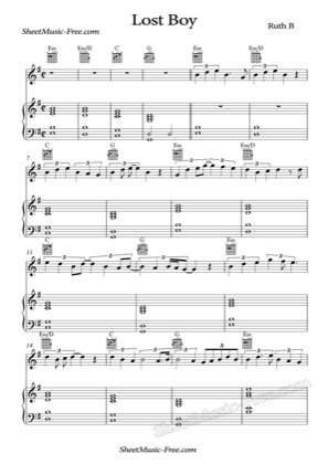 Thumbnail of first page of Lost Boy piano sheet music PDF by Ruth B.