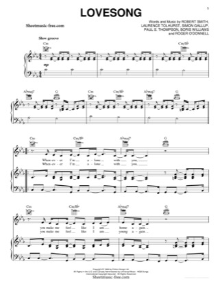 Thumbnail of first page of Lovesong piano sheet music PDF by Adele.