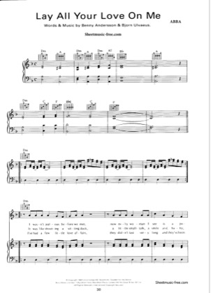 Thumbnail of first page of Lay All Your Love On Me piano sheet music PDF by ABBA.