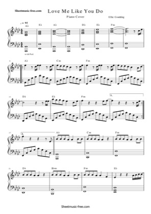 Thumbnail of first page of Love Me Like You Do piano sheet music PDF by Ellie Goulding.
