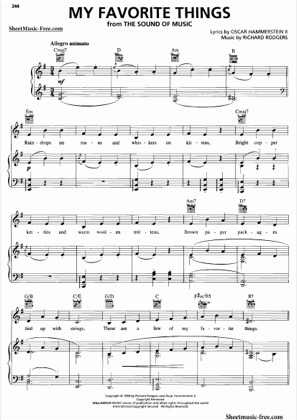 Thumbnail of first page of My Favorite Things piano sheet music PDF by The Sound Of Music.