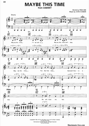 Thumbnail of first page of Maybe This Time piano sheet music PDF by Cabaret.