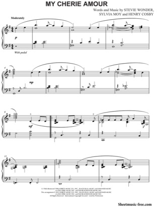Thumbnail of first page of My Cherie Amour piano sheet music PDF by Stevie Wonder.