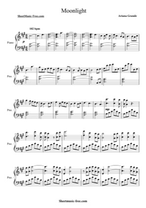 Thumbnail of first page of Moonlight piano sheet music PDF by Ariana Grande.