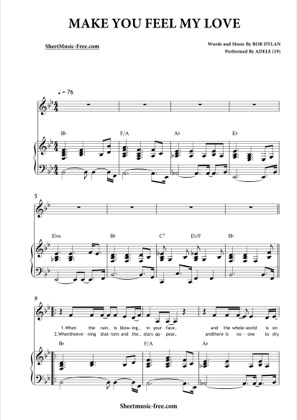 Thumbnail of first page of Make You Feel My Love piano sheet music PDF by Adele.