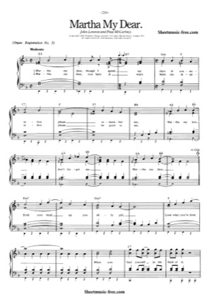 Thumbnail of first page of Martha My Dear piano sheet music PDF by The Beatles.
