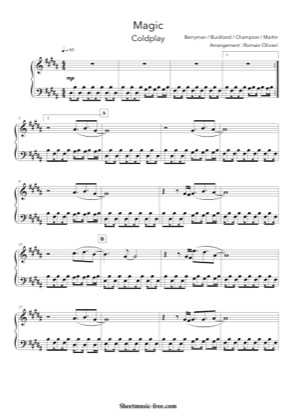 Thumbnail of first page of Magic Piano piano sheet music PDF by Coldplay.