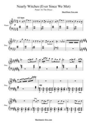 Thumbnail of first page of Nearly Witches piano sheet music PDF by Panic At The Disco.