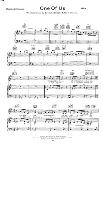 Thumbnail of first page of One Of Us piano sheet music PDF by ABBA.