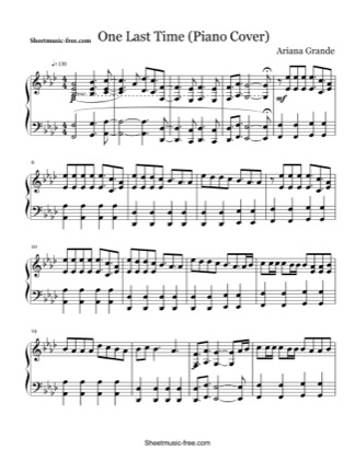 Thumbnail of first page of One Last Time  piano sheet music PDF by Ariana Grande.
