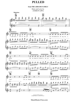 Calificación África Publicidad Pulled - The Addams Family Free Piano Sheet Music PDF