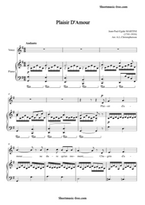 Thumbnail of first page of Plaisir d'amour piano sheet music PDF by Jean Paul Egide Martini.