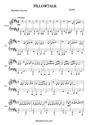 Thumbnail of first page of Pillowtalk  piano sheet music PDF by Zayn.