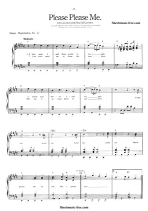 Thumbnail of first page of Please please me piano sheet music PDF by The Beatles.