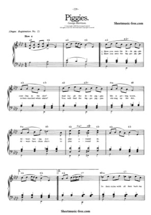 Thumbnail of first page of Piggies piano sheet music PDF by The Beatles.