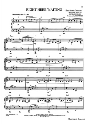 Thumbnail of first page of Right Here Waiting piano sheet music PDF by Richard Marx.
