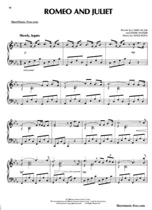 Thumbnail of first page of Romeo And Juliet piano sheet music PDF by Romeo And Juliet.