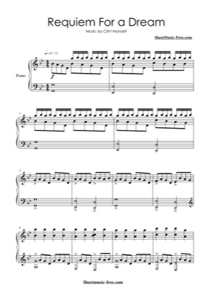 Thumbnail of first page of Requiem for a Dream piano sheet music PDF by Clint Mansell.
