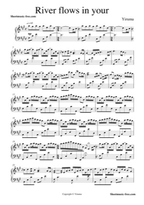 Thumbnail of first page of River Flows In You (2) piano sheet music PDF by Yiruma.