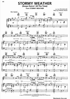 Thumbnail of first page of Stormy Weather (Keeps Rainin' All The Time) piano sheet music PDF by Stormy Weather.