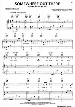 Thumbnail of first page of Somewhere Out There piano sheet music PDF by An American Tail.