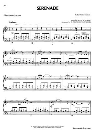Thumbnail of first page of Serenade  piano sheet music PDF by Schubert.