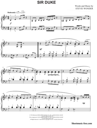 Thumbnail of first page of Sir Duke piano sheet music PDF by Stevie Wonder.